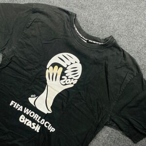 FIFA 2014 World Cup Brasil T-Shirt Black Medium Soccer Sportswear Y2K Style